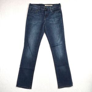 DKNY Women's Size 4x30 Blue Straight Dark Wash Cotton Blend Stretch Denim Jeans